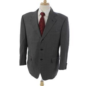 Canali Mens Gray Check Wool Blazer Size 52